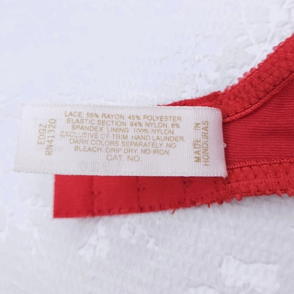 Vintage Victoria's Secret Red Floral Lace Bra 36C Gold Label 1980's - Picture 5 of 5